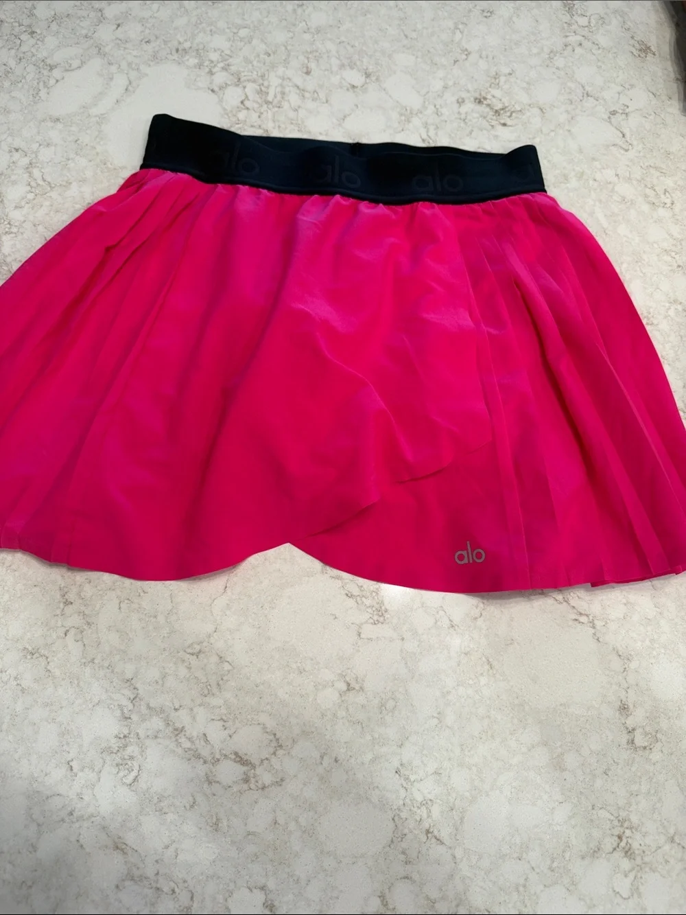 ALO Yoga Hot Pink Skater Skirt with Black Waistband